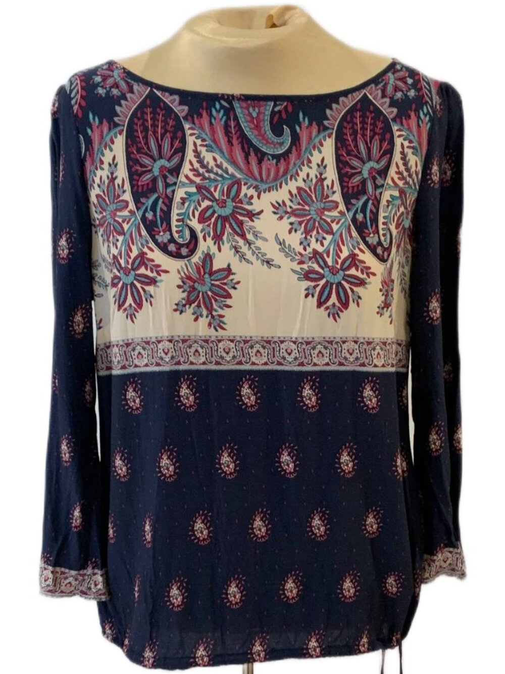 Lucky Brand Paisley Floral Rayon Blouse Size M - Boho Cottagecore Style